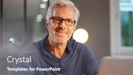  Presentation with coconut oil hair care - Colorful presentation enhanced with portrait-of-senior-man backdrop and a dark gray colored foreground