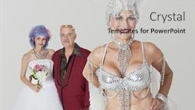  Presentation with daughter - Slides having portrait of senior showgirl with father and daughter in wedding dress in background background and a light gray colored foreground