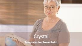  Presentation with classroom - Slide deck consisting of portrait of senior teacher standing background and a coral colored foreground