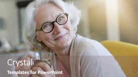  Presentation with herbal - Audience pleasing slide deck consisting of portrait-of-senior-woman-drinking backdrop and a violet colored foreground