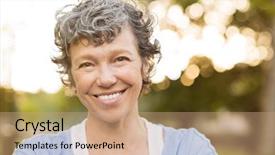  Presentation with relaxing - Theme having portrait of senior woman relaxing background and a coral colored foreground