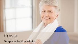  Presentation with workout - Cool new PPT theme with portrait-of-senior-woman-smiling backdrop and a lemonade colored foreground