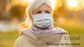  Presentation with face mask - Slides with portrait-of-senior-woman-wearing background and a yellow colored foreground