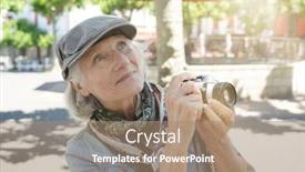  Presentation with journey - PPT theme consisting of portrait-of-senior-woman background and a coral colored foreground