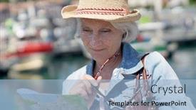  Presentation with city map - Presentation theme enhanced with portrait-of-senior-woman background and a light blue colored foreground