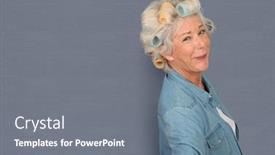  Presentation with hair - Cool new presentation theme with portrait of senior woman with hair curlers backdrop and a gray colored foreground