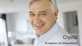  Presentation with serene - Slide deck enhanced with portrait of serene senior man background and a lemonade colored foreground