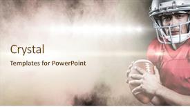  Presentation with color powder - Presentation featuring 3d portrait of serious american football player holding ball against splashing of color powder background and a cream colored foreground
