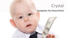  Presentation with dollar - Beautiful slides featuring portrait-of-serious-baby-boy backdrop and a sky blue colored foreground