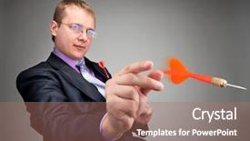  Presentation with dark green and red - Colorful slide deck enhanced with portrait of serious businessman throwing backdrop and a coral colored foreground