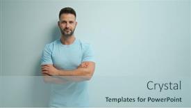  Presentation with space - PPT theme consisting of portrait-of-serious-casual-man background and a lemonade colored foreground