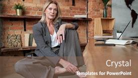  Presentation with trousers - Slides enhanced with portrait-of-serious-confident-barefoot background and a coral colored foreground