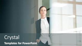  Presentation with confident - PPT theme enhanced with portrait-of-serious-confident-office background and a ocean colored foreground