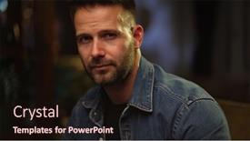  Presentation with confident - Presentation having portrait-of-serious-confident-young background and a  colored foreground