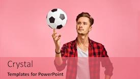  Presentation with football - Colorful PPT theme enhanced with portrait-of-serious-man backdrop and a coral colored foreground