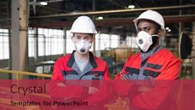  Presentation with respiratory - Cool new presentation theme with portrait-of-serious-workers backdrop and a red colored foreground