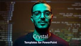  Presentation with coding - PPT layouts consisting of portrait-of-serious-young-arabian background and a navy blue colored foreground