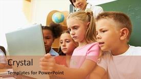  Presentation with kids - Theme enhanced with portrait of several kids background and a coral colored foreground