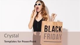  Presentation with paper bag - Slide set having portrait-of-shocked-woman background and a coral colored foreground