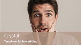  Presentation with basic - PPT theme having portrait-of-shocked-young-man background and a coral colored foreground