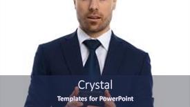  Presentation with man holding phone - PPT layouts featuring portrait-of-shocked-young-man background and a navy blue colored foreground