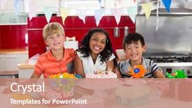  Presentation with siblings - Audience pleasing presentation design consisting of portrait of siblings celebrating birthday backdrop and a  colored foreground