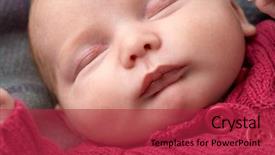  Presentation with sleeping baby - Beautiful PPT theme featuring portrait of sleeping newborn baby backdrop and a red colored foreground