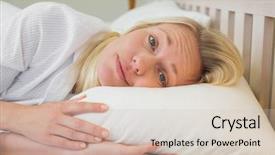  Presentation with portrait of a sleeping sloth - Slide set featuring portrait of sleepy woman lying background and a  colored foreground