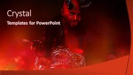  Presentation with horror movie - Amazing presentation design having portrait-of-slyness-smiling-bad backdrop and a wine colored foreground