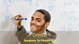  Presentation with school board - Presentation theme featuring portrait-of-smart-african-american background and a tawny brown colored foreground