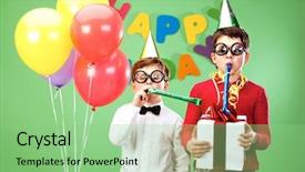  Presentation with eyeglasses - Theme consisting of portrait of smart boys background and a seafoam green colored foreground