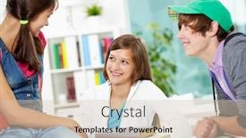  Presentation with classmates - Slides having portrait of smart classmates interacting at break in college background and a lemonade colored foreground