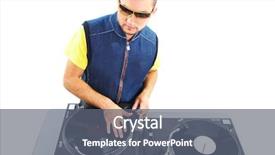  Presentation with spinning - Presentation theme featuring portrait of smart deejay spinning turntables in isolation background and a gray colored foreground