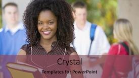  Presentation with college campus - Theme featuring portrait of smiling african american background and a violet colored foreground