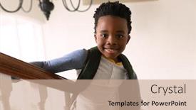 Presentation with social isolation - Slide set consisting of portrait-of-smiling-african-american background and a coral colored foreground