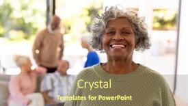  Presentation with assisted living - Presentation having portrait-of-smiling-african-american background and a violet colored foreground