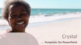  Presentation with retirement - PPT theme featuring portrait-of-smiling-african-american background and a sky blue colored foreground
