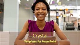  Presentation with digital industry - Slide set having portrait-of-smiling-african-american background and a tawny brown colored foreground