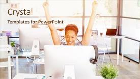  Presentation with employee anniversary work office - Amazing theme having portrait of smiling afro-american backdrop and a cream colored foreground