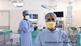  Presentation with medical teamwork - Slide deck with portrait-of-smiling-asian-female background and a light blue colored foreground