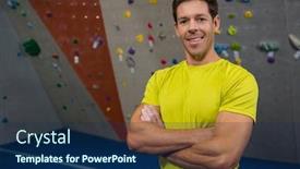  Presentation with athlete - Slides consisting of portrait-of-smiling-athlete background and a navy blue colored foreground