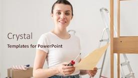  Presentation with instruction - Cool new PPT theme with portrait-of-smiling-attractive-young backdrop and a lemonade colored foreground