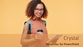  Presentation with solving - Slide deck having portrait-of-smiling-beautiful-african background and a yellow colored foreground