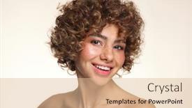  Presentation with curly hair - Slides with portrait-of-smiling-beautiful-freckled background and a lemonade colored foreground