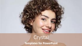  Presentation with curly hair - Amazing presentation theme having portrait-of-smiling-beautiful-girl backdrop and a coral colored foreground