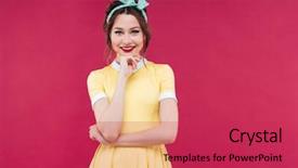  Presentation with blue pink - PPT theme having yellow dress with blue background and a red colored foreground