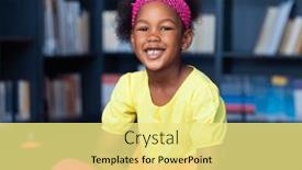  Presentation with elementary school - PPT theme having portrait-of-smiling-biracial-schoolgirl background and a blonde colored foreground