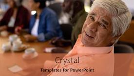  Presentation with assisted living - Slides featuring portrait-of-smiling-biracial-senior background and a coral colored foreground