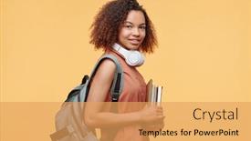  Presentation with black girl - Slide set with portrait-of-smiling-black-student background and a yellow colored foreground