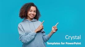  Presentation with black women student - Audience pleasing PPT theme consisting of portrait-of-smiling-black-student backdrop and a teal colored foreground